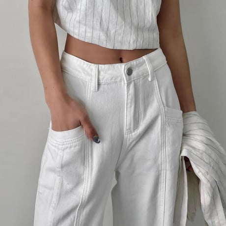 《予約販売》Lineing denim wide pants