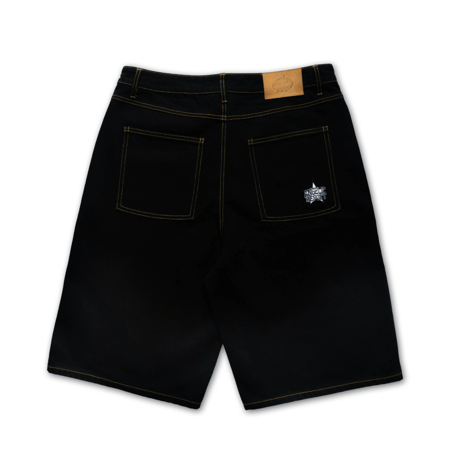 ANGELIC REPORT LOGO DENIM SHORTS BLACK
