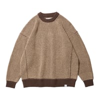 EVISEN WAFFLE MOHAIR CREWNECK BROWN X BEIGE
