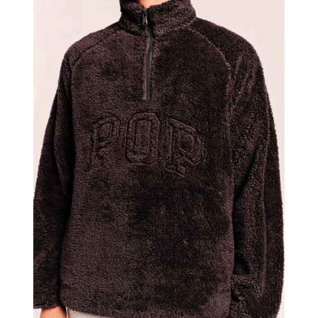 POP TRADING COMPANY ARCH HALFZIP FLEECE SWEAT CHARCOAL