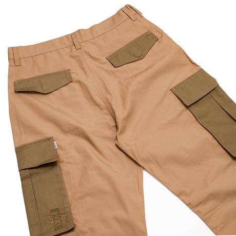 HODDLE PLEATED RIP-STOP CARGO PANTS TAN/KHAKI