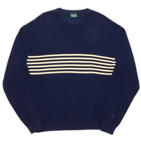 PASS~PORT ORGANIC COTTON STRIPE KNIT SWEATER - NAVY / CREAM
