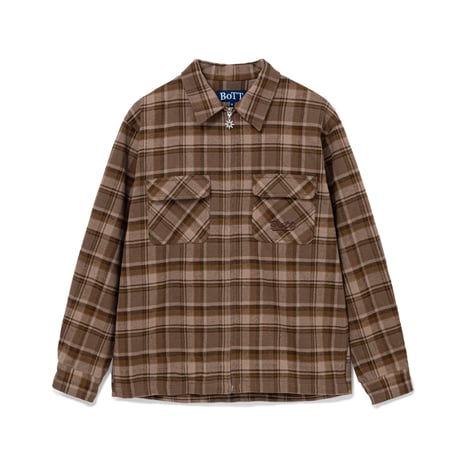 BoTT ZIP-UP FLANNEL SHIRT BROWN