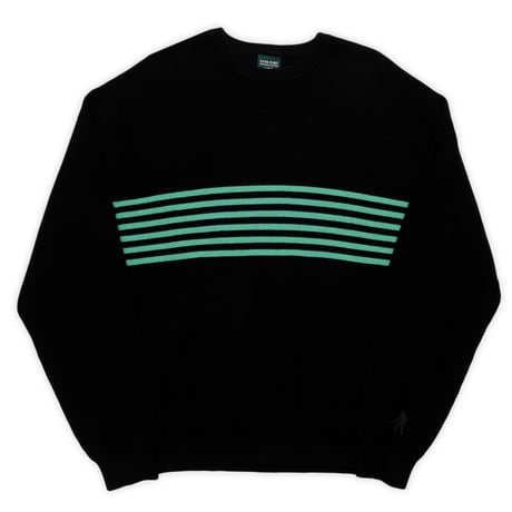 PASS~PORT ORGANIC COTTON STRIPE KNIT SWEATER - BLACK / GREEN