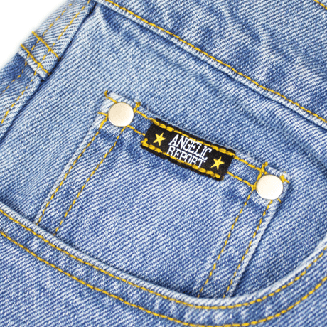 ANGELIC REPORT LOGO DENIM SHORTS WASHED INDIGO