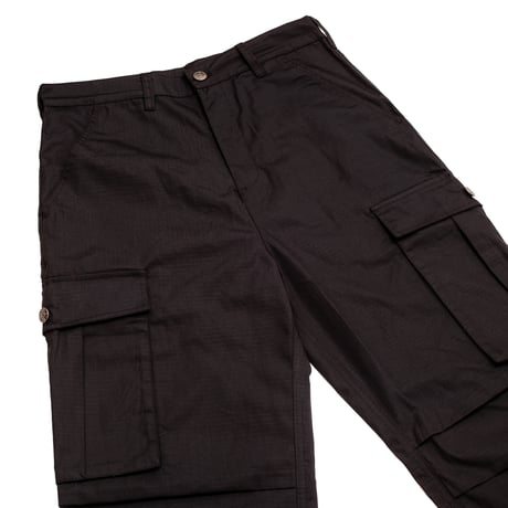 HODDLE PLEATED RIP-STOP CARGO PANTS BLACK/BLACK