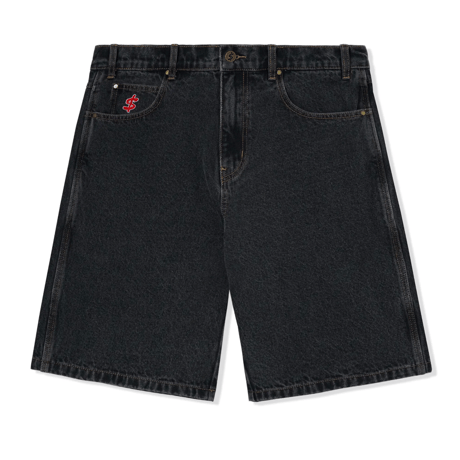 CASH ONLY LOGO BAGGY DENIM SHORTS WASHED BLACK