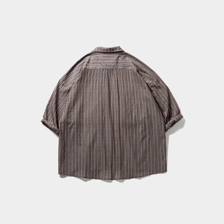TIGHTBOOTH  STRIPE BIG SHIRT BROWN