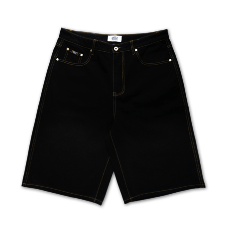 ANGELIC REPORT LOGO DENIM SHORTS BLACK