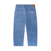 CASH ONLY LOGO BAGGY DENIM JEANS WASHED INDIGO