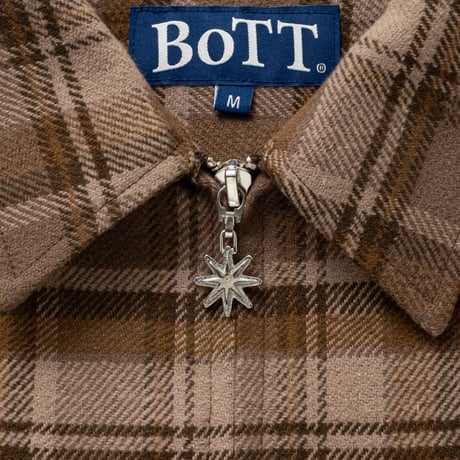 BoTT ZIP-UP FLANNEL SHIRT BROWN
