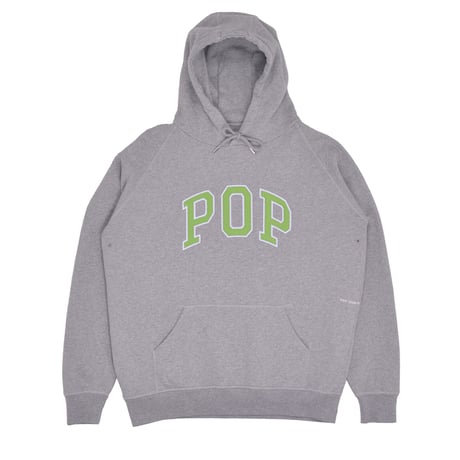 POP TRADING COMPANY ARCH HOODED SWEAT LIGHT GREY HEATHER