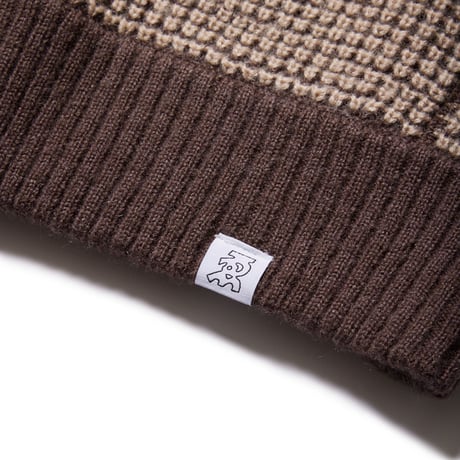 EVISEN WAFFLE MOHAIR CREWNECK BLACK X WHITE