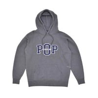 POP TRADING COMPANY COMPANY HOODED SWEAT IN CHARCOAL HEATHER