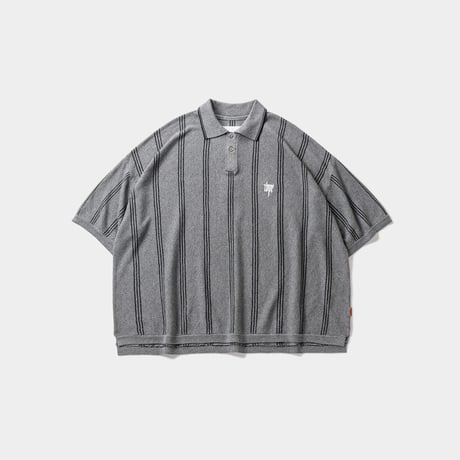TIGHTBOOTH STRIPE KNIT POLO GREY