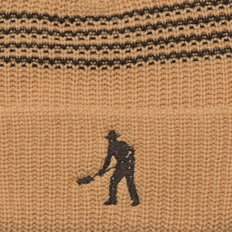 PASS~PORT DIGGER STRIPED KNIT BEANIE - SAND / CHOCOLATE
