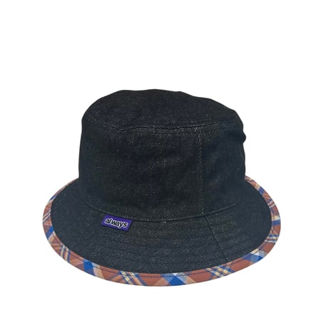 ADWYSD REVERSIBLE BUCKET HAT BLACKDENIM / PLAID