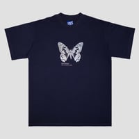 BYE JEREMY SPARKLING BUTTERFLY T-SHIRT NAVY