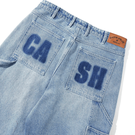 CASH ONLY BLOCKOUT DENIM JEANS SILVER INDIGO WASH