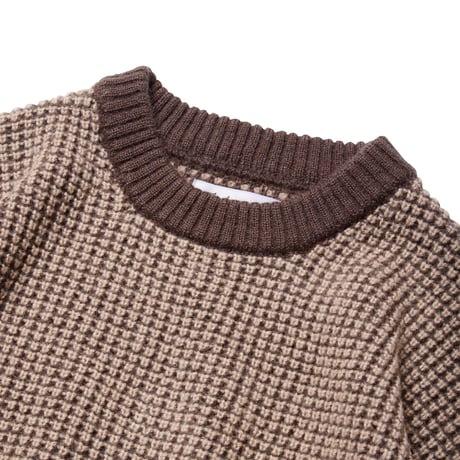 EVISEN WAFFLE MOHAIR CREWNECK BLACK X WHITE