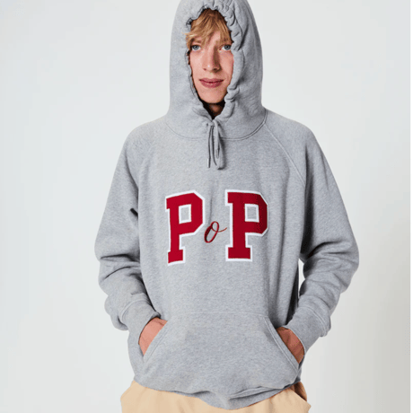 POP TRADING COMPANY POP COLLEGE P HOODED SWEAT HEATHER GREY