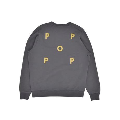 POP TRADING COMPANY LOGO CREWNECK SWEAT CHARCOAL/CRESS GREEN