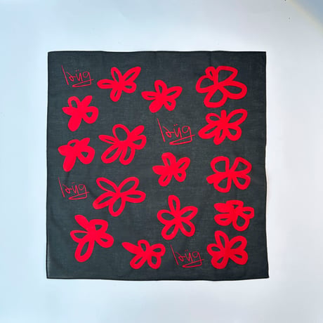 LAUG HIBISCUS BANDANA BLACK/RED
