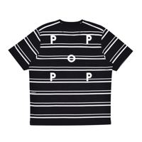 POP TRADING COMPANY STRIPED LOGO T-SHIRT BLACK