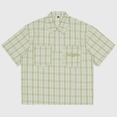 SEXHIPPIES HALF ZIP WORK SHIRT SAGE/ GREY/ WHITE