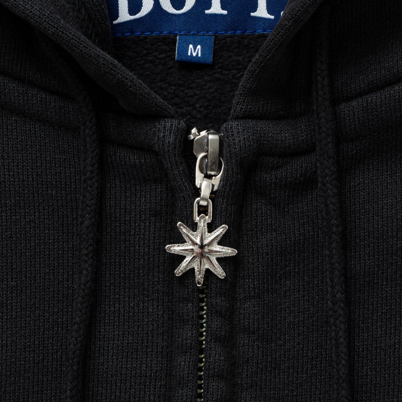 BoTT DYED SCRIPT LOGO ZIP HOODIE WASHED BLACK |