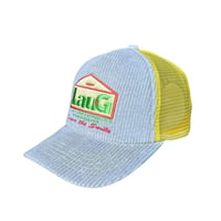 LAUG HOME LOGO CORDUROY TRUCKER HAT GREY/YELLOW