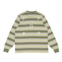 POP TRADING COMPANY STRIPED LOGO LONGSLEEVE T-SHIRT FOUR LEAF CLOVER