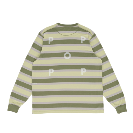 POP TRADING COMPANY STRIPED LOGO LONGSLEEVE T-SHIRT FOUR LEAF CLOVER