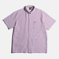 SEXHIPPIES SEERSUCKER SHORT SLEEVE SHIRT BURGUNDY/ WHITE