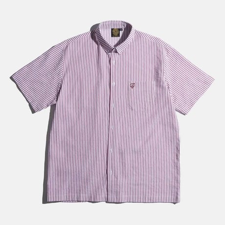 SEXHIPPIES SEERSUCKER SHORT SLEEVE SHIRT BURGUNDY/ WHITE