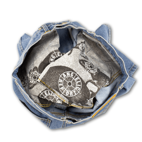 ANGELIC REPORT LOGO DENIM SHORTS WASHED INDIGO