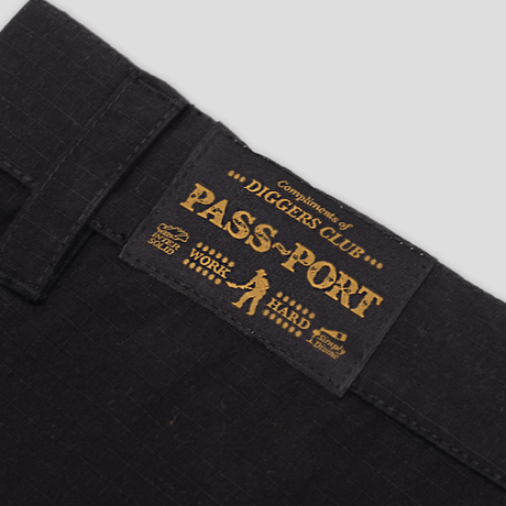 PASS~PORT RIPSTOP DOUBLE KNEE DIGGERS CLUB SHORT - BLACK