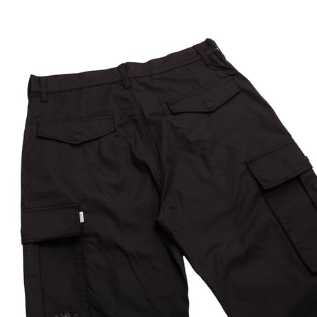 HODDLE PLEATED RIP-STOP CARGO PANTS BLACK/BLACK