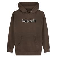 PASSPORT SUNKEN LOGO EMBROIDERY HOODIE  - CHOC