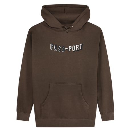 PASSPORT SUNKEN LOGO EMBROIDERY HOODIE  - CHOC