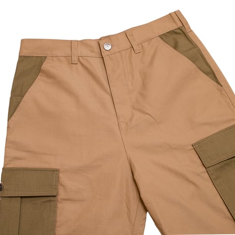HODDLE PLEATED RIP-STOP CARGO PANTS TAN/KHAKI