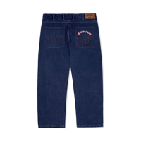 CASH ONLY LOGO BAGGY DENIM JEANS RAW INDIGO