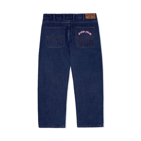 CASH ONLY LOGO BAGGY DENIM JEANS RAW INDIGO
