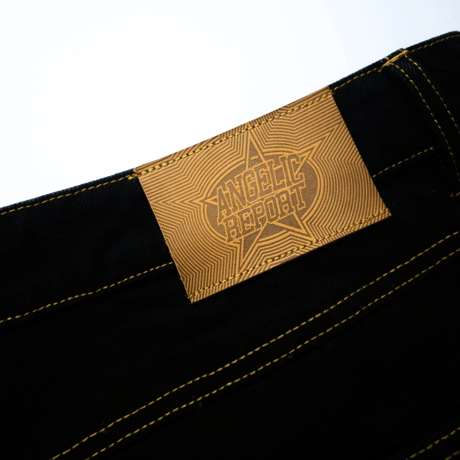 ANGELIC REPORT LOGO DENIM SHORTS BLACK