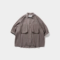 TIGHTBOOTH  STRIPE BIG SHIRT BROWN