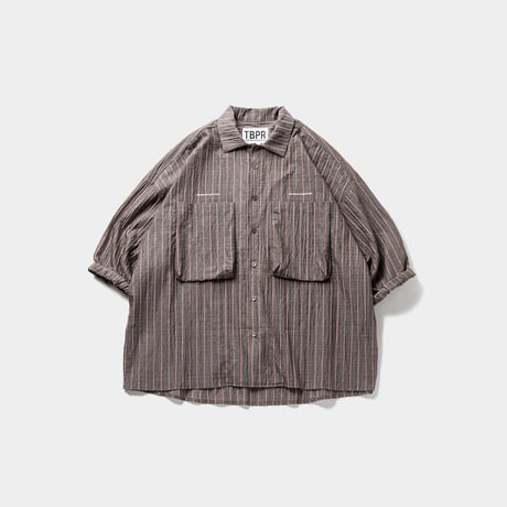 TIGHTBOOTH  STRIPE BIG SHIRT BROWN