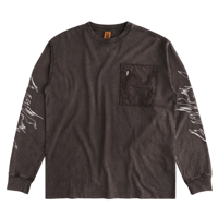 TOKEN ACID POCKET LONGSLEEVE TEE FADED WASH CHOCOLATE