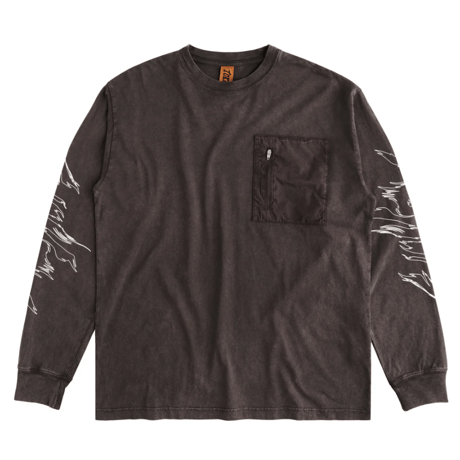 TOKEN ACID POCKET LONGSLEEVE TEE FADED WASH CHOCOLATE