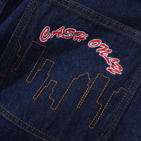 CASH ONLY LOGO BAGGY DENIM JEANS RAW INDIGO