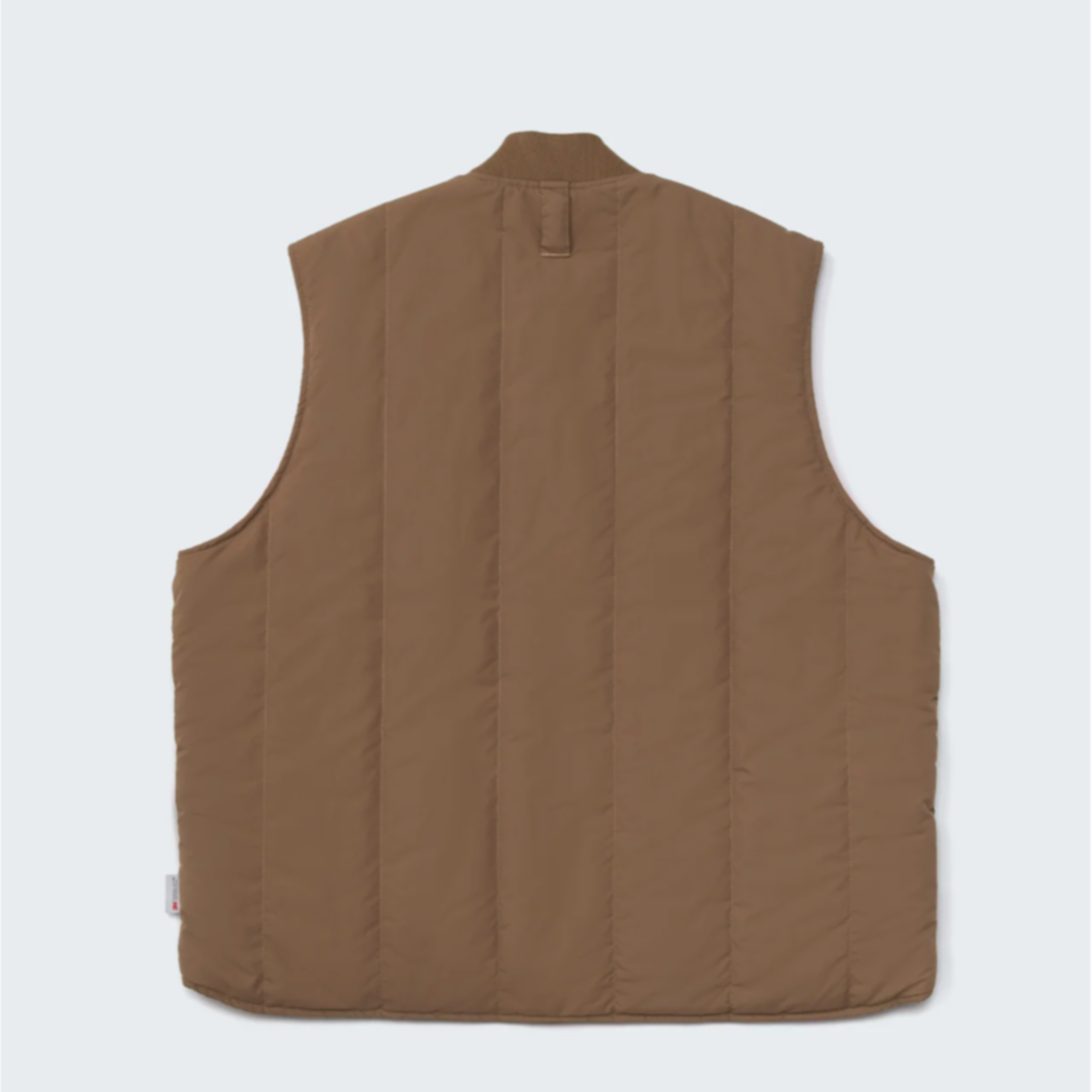 PWA two-face quilted vest オレンジベージュ PWA TWO-FACE QUILTED VEST CINNAMON ORANGE | LAUG